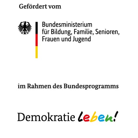 Logos Bundesministerium für Bildung, Familie, Senioren, Frauen und Jugend (BMBFSFJ) & Demokratie Leben!